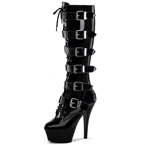 

Femme Bottes de Danse Chaussures de pole dance Utilisation Danse du poteau Talons aiguilles Bottes sur le genou Bottes Semelle compensée Boucle Lacet Mince haut talon Bout rond Fermeture Adulte Noir