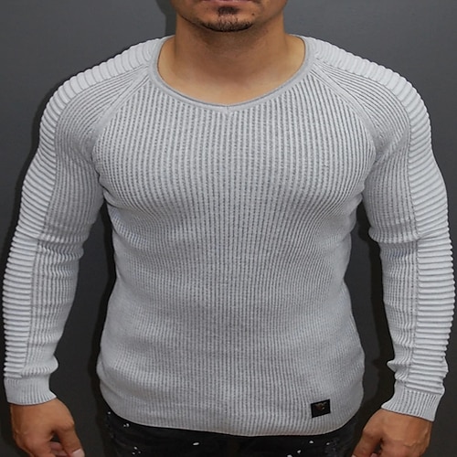 

Men's T shirt Tee Solid Color Crew Neck Street Daily Long Sleeve Tops Casual Fashion Comfortable Big and Tall Gray
