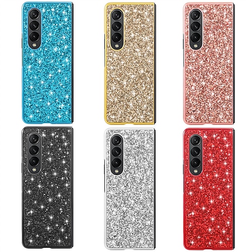 

Phone Case For Samsung Galaxy Flip Z Fold 4 Z Fold 3 Portable Flip Glitter Shine Solid Colored Glitter Shine PC