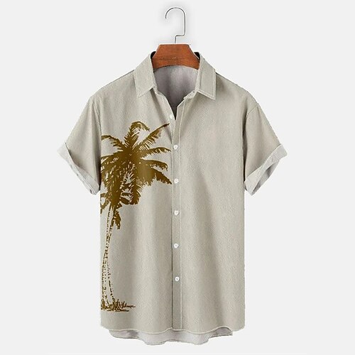 

Men's Shirt 3D Print Graphic Patterned Coconut Tree Turndown Street Daily 3D Print Button-Down Short Sleeve Tops Casual Classic Hawaiian Comfortable Gray / Summer