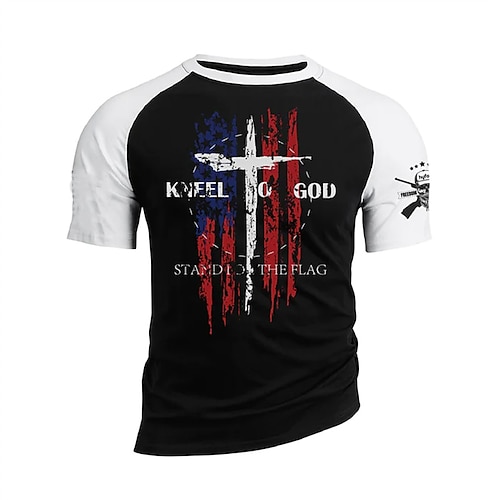 

Men's T shirt Tee Graphic Letter Crew Neck Black Street Sports Short Sleeve Patchwork Print Clothing Apparel Fashion Designer Casual Comfortable / Summer / Summer