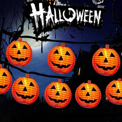 

5m Halloween Pumpkin Lantern String Lights Outdoor Solar 20LEDs DIY Waterproof Pumpkin Lights for Outdoor Halloween Party Garden Home Decor Lamp