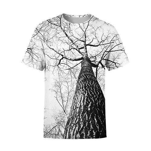 

Men's Unisex T shirt Tee Tree Graphic Prints Crew Neck Light gray 3D Print Outdoor Street Short Sleeve Print Clothing Apparel Sports Lightweight Casual Big and Tall / Summer / Summer