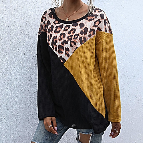 

Women's Pullover Sweater Jumper Crochet Knit Knitted Color Block Crew Neck Stylish Basic Daily Holiday Fall Winter Black S M L / Long Sleeve