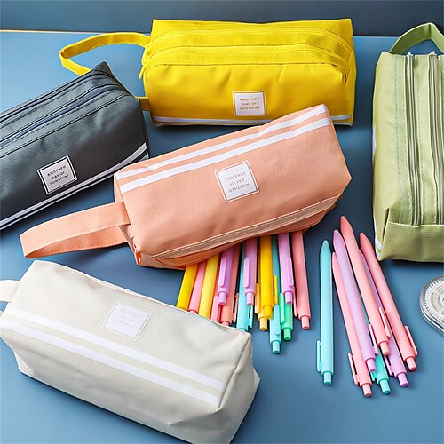 

PencilCasePenPouchMarkerBag Creative Wear-Resistant With Zipper Canvas for School Office Student