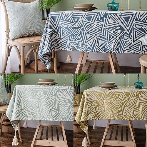 

Farmhouse Style Pastoral Tablecloth Cotton Linen Fabric Table Cloth - Washable Table Cover Dust-Proof Wrinkle Resistant for Restaurant, Picnic, Indoor and Outdoor Dining