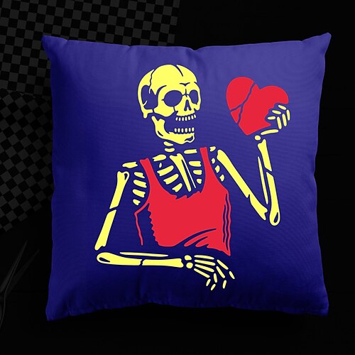 

Halloween UV Reactive Cushion Cover 1PC Soft Decorative Square Throw Pillow Cover Cushion Case Pillowcase for Bedroom Livingroom Superior Quality Machine Washable Indoor Cushion for Sofa Couch Bed Chair