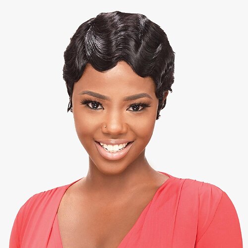 

Human Hair 13x4x1 T Part Lace Front Wig Middle Part Brazilian Hair Body Wave Black Wig Short For Black Women Ocean Wavy Bob Human Hair Wigs Lace Part Finger Wave Wig