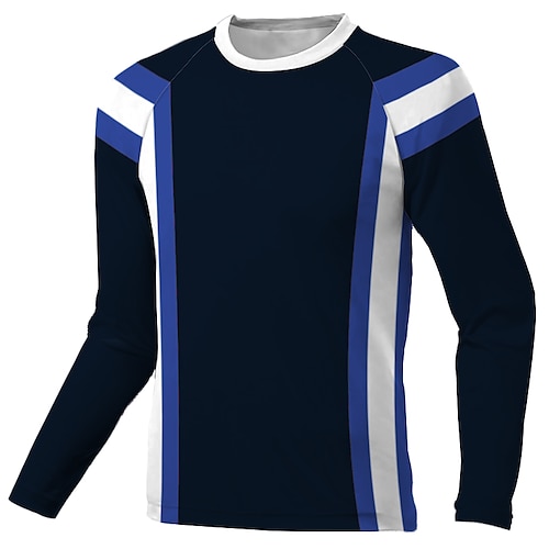 

Men's Downhill Jersey Long Sleeve Dark Blue Stripes Bike Breathable Quick Dry Polyester Spandex Sports Stripes Clothing Apparel / Stretchy