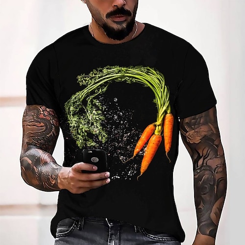 

Men's T shirt Tee Tee Graphic Round Neck Black Short Sleeve 3D Print Casual Daily 3D Print Tops Fashion Cool Designer Comfortable / Summer / Summer