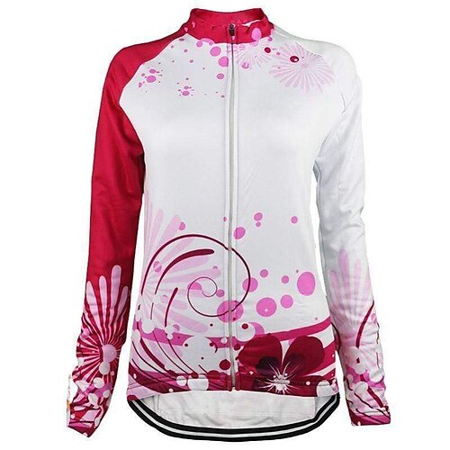 

21Grams Women's Cycling Jersey Long Sleeve Bike Top with 3 Rear Pockets Mountain Bike MTB Road Bike Cycling Quick Dry Moisture Wicking Red White Sports Clothing Apparel / Stretchy / Athleisure