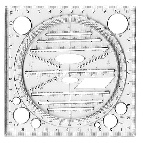 

2pcs Protractor Multi-function Ergonomic Design Universal Ergonomic Writing Aid Plastic for School Student Home 1111 cm