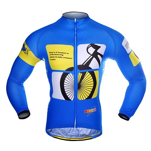

21Grams Men's Cycling Jersey Long Sleeve Bike Top with 3 Rear Pockets Mountain Bike MTB Road Bike Cycling Breathable Quick Dry Moisture Wicking Reflective Strips Blue Graphic Polyester Spandex Sports