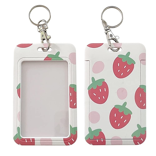 

Cute ID Badge Holders with Keychain Clip Slide Open Card Holder Badge Cover for School Office Women Teens
