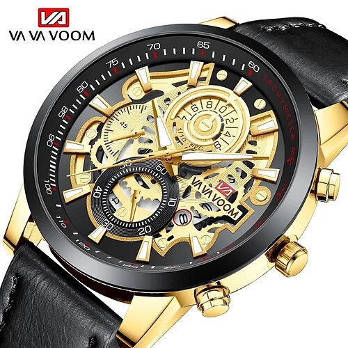 

VAVA VOOM Original Watch for Men's Waterproof Stainless Steel Quartz Analog Fashion Business Sun Moon Star Wristwatches