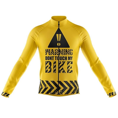 

21Grams Men's Cycling Jersey Long Sleeve Bike Top with 3 Rear Pockets Mountain Bike MTB Road Bike Cycling Breathable Quick Dry Moisture Wicking Reflective Strips Yellow Graphic Polyester Spandex