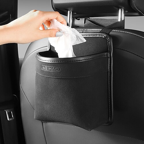 

1pcs Car Backseat Trash Can Keep Car Clean Easy to Install Durable Leather For SUV Truck Van