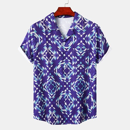 

Men's Shirt Graphic Turndown Rainbow Short Sleeve Casual Daily Tops Tropical