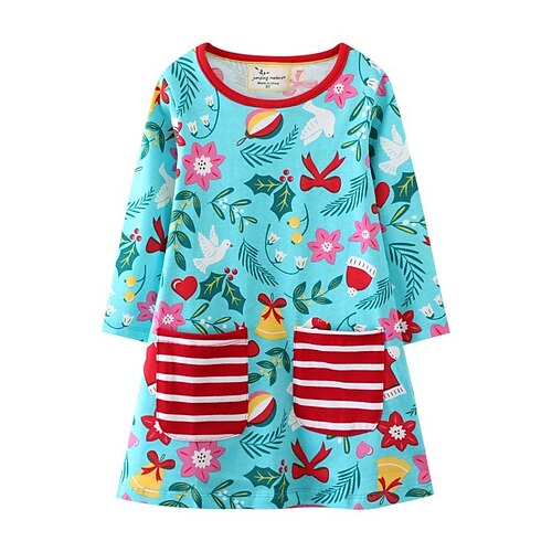 

vestido de menina dos desenhos animados uma linha vestido de férias diárias azuis lindos vestidos bonitos outono inverno 2-6 anos