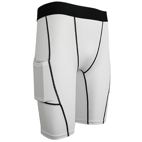 

Men's Compression Shorts with Phone Pocket Compression Clothing Athletic Athleisure Breathable Quick Dry Moisture Wicking Fitness Gym Workout Running Sportswear Activewear Stripes Black White