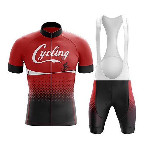 

21Grams Men's Cycling Jersey with Bib Shorts Short Sleeve Mountain Bike MTB Road Bike Cycling Red Polka Dot Bike Clothing Suit 3D Pad Breathable Quick Dry Moisture Wicking Back Pocket Polyester