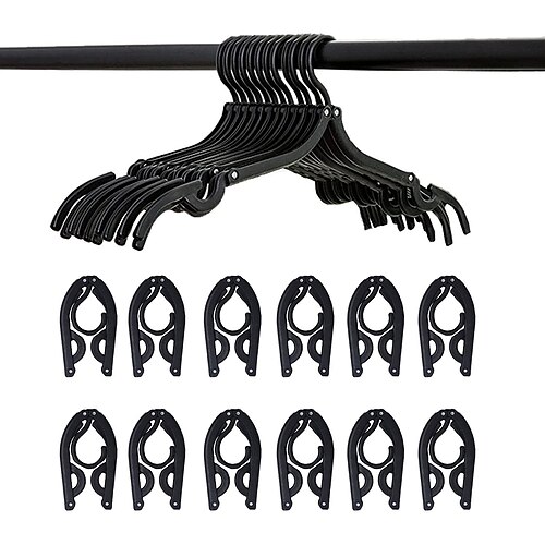 

12 Pcs Black Travel Hangers - Portable Folding Clothes Hangers Travel Accessories Foldable Clothes Drying Rack for Trave