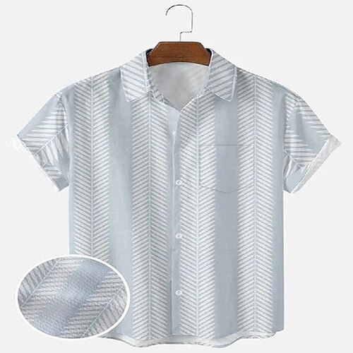 

Men's Seersucker Shirt Color Block Turndown Blue Yellow Gray Street Daily Short Sleeve Button-Down Clothing Apparel Fashion Lightweight Soft Breathable / Summer / Summer / Sports