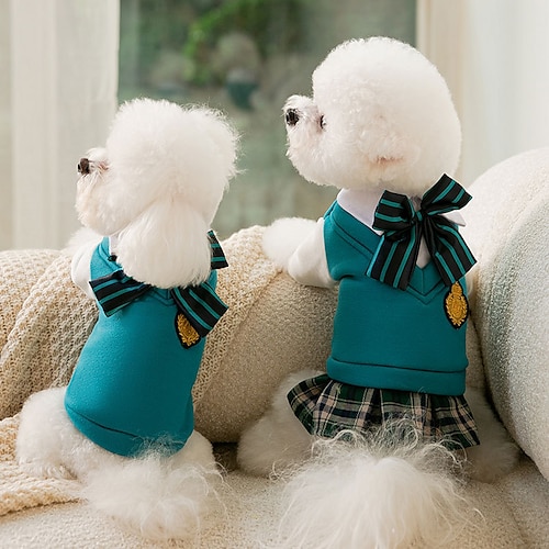 

Autumn And Winter New Puppy Dog College Style Uniform Bow Tie Cat Fake Two-piece Couple Wear Small And Medium Dog Pet Clothes