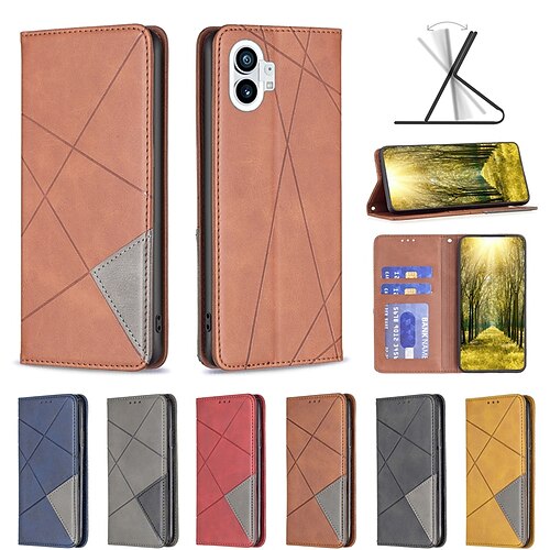 

Phone Case For Nothing Phone 1 Full Body Case Nothing Phone 1 Card Holder Slots Magnetic Flip Kickstand Solid Colored PU Leather