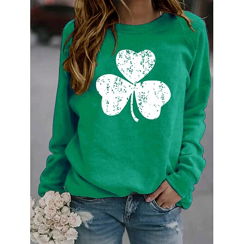 

Women's Sweatshirt Graphic Print Sports & Outdoor Casual Daily Hot Stamping Basic St. Patrick's Day Hoodies Sweatshirts Yellow
