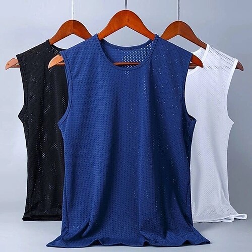 

Men's Tank Top Vest Solid Color Crew Neck Street Daily Sleeveless Tops Casual Fashion Breathable Comfortable White Black Navy Blue / Summer