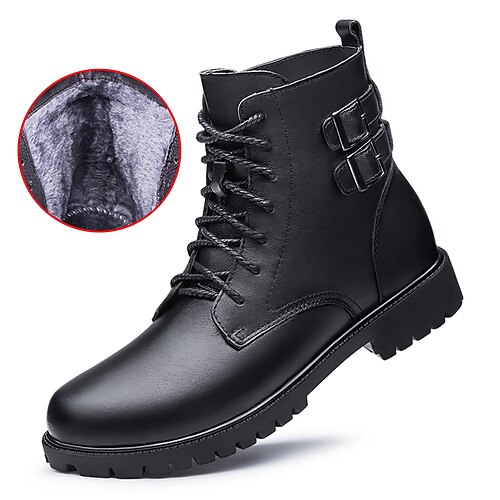 

Men's Boots Snow Boots Combat Boots Winter Boots Fleece lined Vintage Casual Classic Outdoor Daily Nappa Leather Booties / Ankle Boots Black Winter Fall