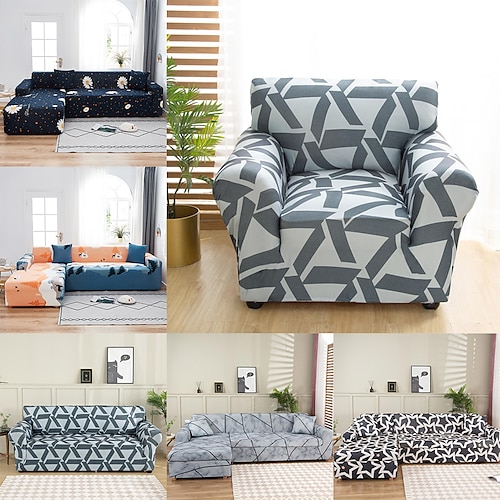 

Stretch Sofa Cover Slipcover Elastic Sectional Couch Armchair Loveseat 4 or 3 seater L shape Geometric Stripe High Elasticity Four Seasons Universal Super Soft Fabric