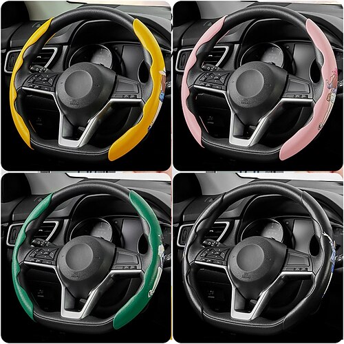 

2 PCS New Carbon Fiber Steering Wheel Cover Safe and Non Slip Car Accessory,Universal,Fit 15 inch for Men and Women For 15~151/2