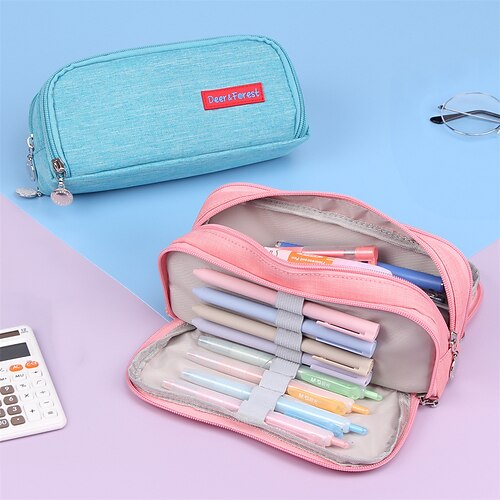 

PencilCasePenPouchMarkerBag Wear-Resistant Multifunction With Zipper Polyester for School Student Kids