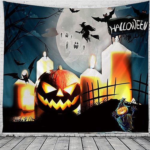 

Halloween Party Wall Tapestry Art Decor Blanket Curtain Hanging Home Bedroom Living Room Decoration Polyester Pumpkin Witch Ghost