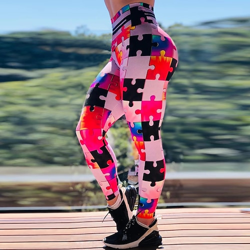 

Per donna Leggings per lo yoga Scrunch Butt Sollevamento del culo arricciato Fasciante in vita Sollevamento dei glutei Vita alta Yoga Fitness Allenamento in palestra Pantaloni Pop art Rosa Elastene