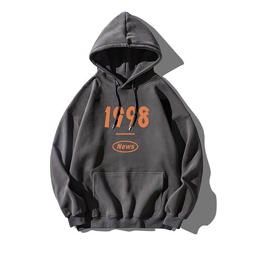 

Men's Hoodie Pullover Hooded Graphic Letter Front Pocket Print Daily Holiday Going out Hot Stamping Cotton Streetwear Casual Hoodies Sweatshirts Long Sleeve White Black