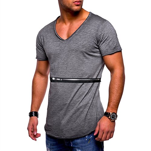 

Men's Unisex T shirt Tee Hot Stamping Graphic Prints Zipper V Neck Street Daily Print Sleeveless Tops Designer Casual Big and Tall Sports Gray / Summer