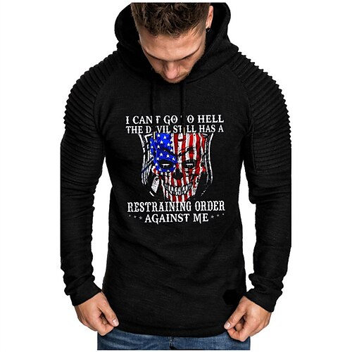 

Men's Pullover Hoodie Sweatshirt Skeleton Graphic Letter Print Halloween Sports Outdoor Daily Sports Hot Stamping Designer Basic Hoodies Sweatshirts Black