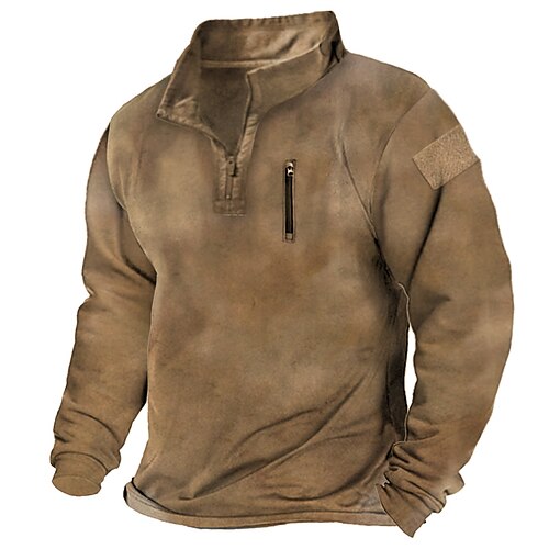 

Men's Sweatshirt Pullover Solid Color Zipper Daily Holiday Going out Streetwear Casual Clothing Apparel Hoodies Sweatshirts Long Sleeve Khaki