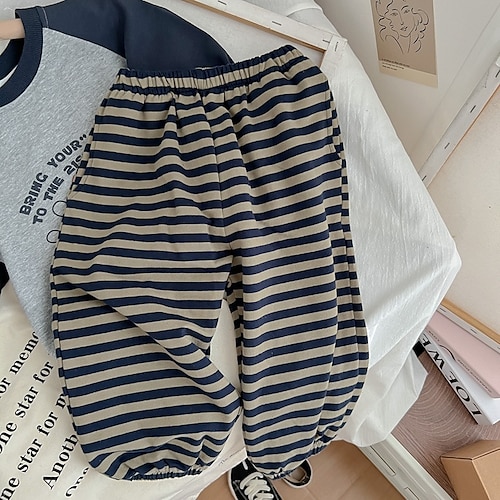 

Kids Boys Pants Black Striped Fall Winter Active Casual 2-6 Years