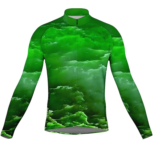 

21Grams Men's Cycling Jersey Long Sleeve Bike Top with 3 Rear Pockets Mountain Bike MTB Road Bike Cycling Breathable Quick Dry Moisture Wicking Reflective Strips Green Graphic Polyester Spandex Sports