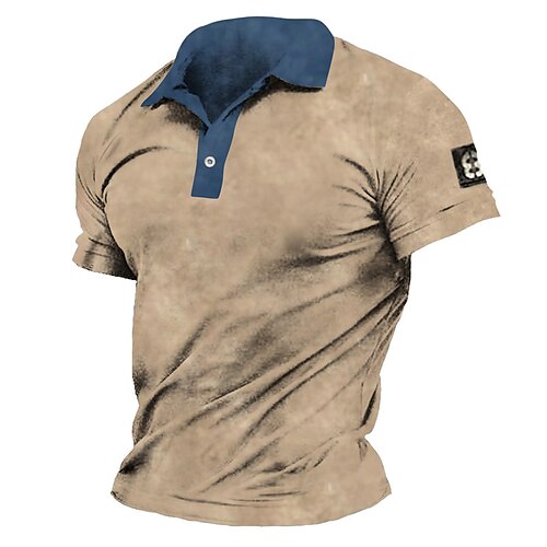 

Men's Collar Polo Shirt Golf Shirt Letter Turndown Blue Yellow 3D Print Outdoor Street Short Sleeves Button-Down Print Clothing Apparel Fashion Designer Casual Breathable / Summer / Spring / Summer