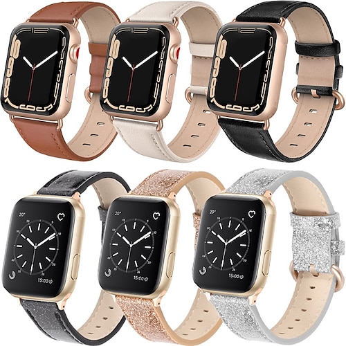 

1PC Smart Watch Band Compatible with Apple iWatch Series 8 7 6 5 4 3 2 1 SE Leather Loop for iWatch Smartwatch Strap Wristband PU Leather Luxury Adjustable Breathable