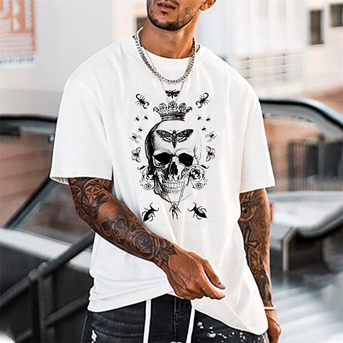 

Men's Unisex T shirt Tee Hot Stamping Graphic Prints Skull Crew Neck Street Daily Print Short Sleeve Tops Designer Casual Big and Tall Sports White / Summer / Summer