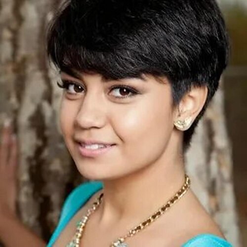 

Short Human Hair Wigs for Black Women Short Pixie Cut Wigs Black With Bangs Short Wigs Human Hair Short Wigs