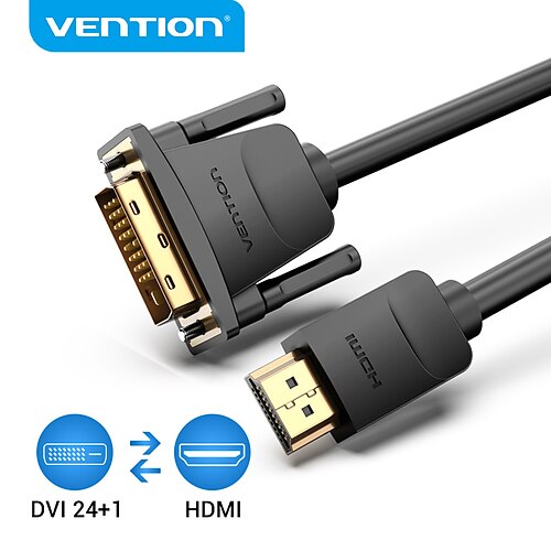 

Vention Micro HDMI Adapter Cable, Micro HDMI to DVI 241 Adapter Cable Male - Male 4K2K 1.5m(5Ft) / 1.0m(3Ft) / 0.5m(1.5Ft)
