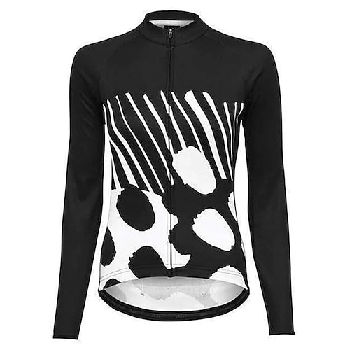 

21Grams Women's Cycling Jersey Long Sleeve Bike Top with 3 Rear Pockets Mountain Bike MTB Road Bike Cycling Breathable Quick Dry Moisture Wicking Reflective Strips Black White Stripes Polyester