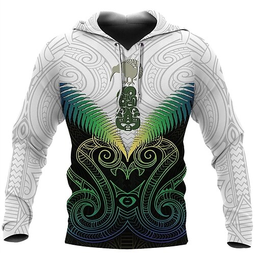 

Men's Unisex Hoodie Pullover Hoodie Sweatshirt Tribal Graphic Prints Print Hooded Daily Sports 3D Print Designer Casual Hoodies Sweatshirts Long Sleeve Gray